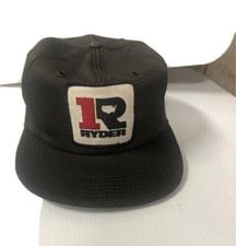 Vintage RYDER TRUCKS Logo Trucker Black Hat One Size Fits All Made in USA