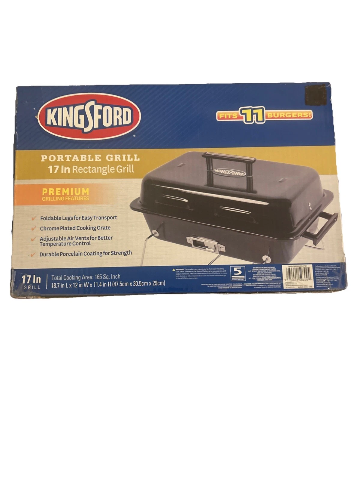 Kingsford 17” Tabletop Rectangle Charcoal Grill Portable Compact Grilling NIB
Opens in a new window