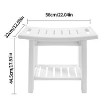 2 Tier Shower Bench Seat with Handles & Storage Shelf Plastic Spa Bathing Stool