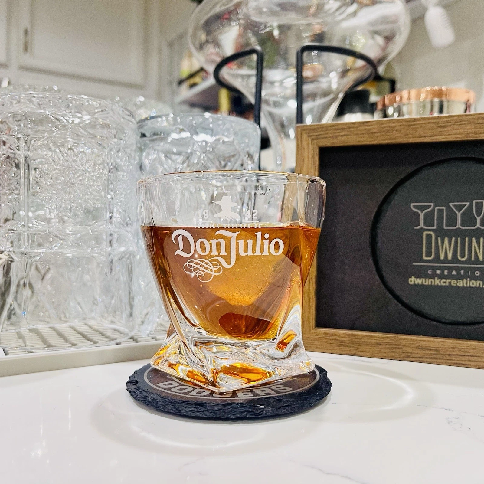 Engraved Don Julio Twisted Whiskey Glass - Twisted Whiskey Glasses