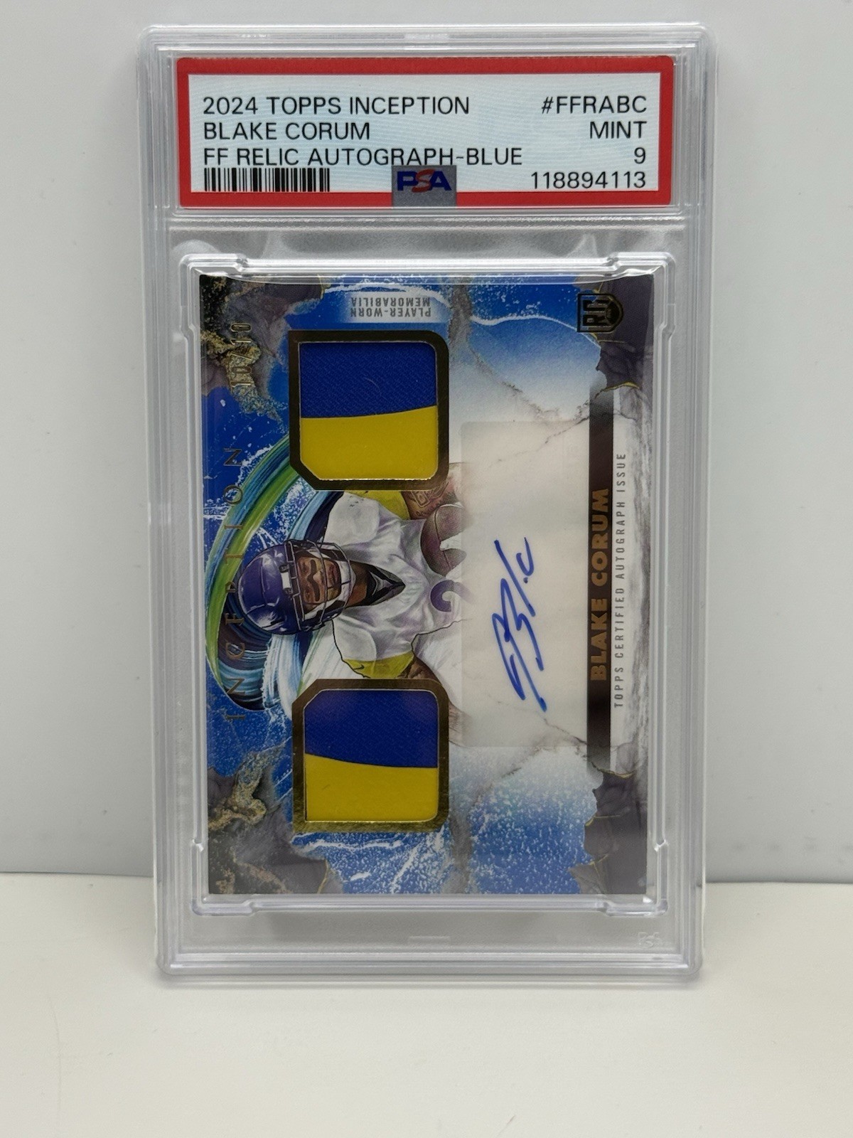 Blake Corum Topps Inception Franchise Foundation Relic Autographs #FFRABC Blue