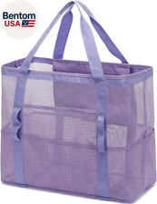 Mesh Beach Bag with Zipper, Large Beach Tote for Women, Toys Pool Swim Bag Trave