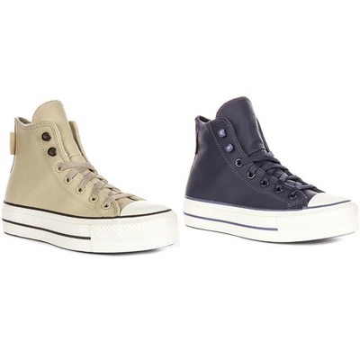 Converse A11158C All Star Hi Platform Womens Leather Sneaker Cream US 5 - 10
