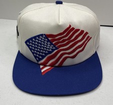 Vintage K Products USA MADE Flag Farm Seed AG Trucker Hat Snapback Cap Rooster