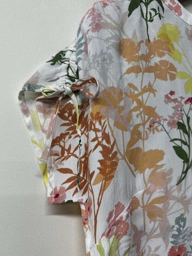 Women’s Phase Eight Top Size 10 Short Sleeve Ruched Bow Detail Floral NEW RP £69 - Picture 2 of 19