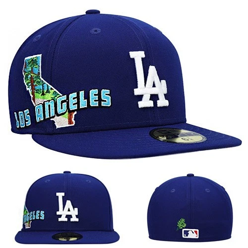 New Era Los Angeles Dodgers Fitted Hat MLB Official State View Side Patch Cap