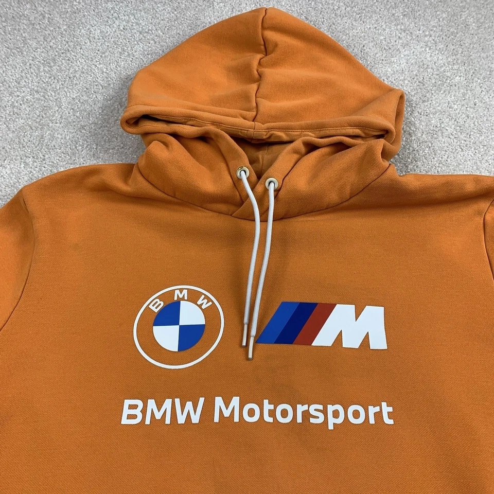 Puma BMW M Motorsport Hoodie Mens Medium Orange Pullover Sweatshirt Racing - Image 3 of 4