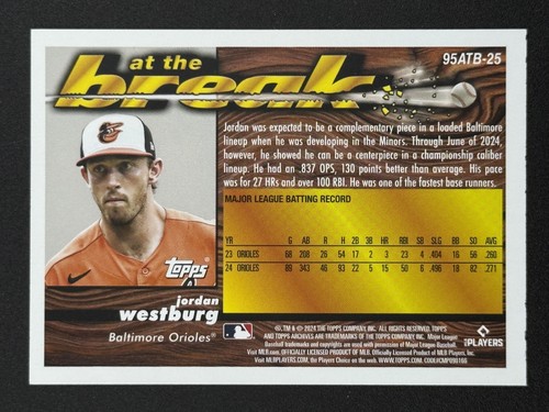 JORDAN WESTBURG RC 2024 Topps Archives At The Break #95ATB=25 Baltimore Orioles - Picture 2 of 2