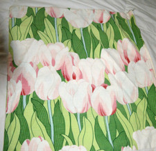 COTTAGE TULIPS PILLOW COVER Square 18" PINK GREEN Textured Cotton THROW PILLOW