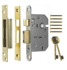 Mortice Sashlock Door Lock ERA Viscount 5 Lever 2.5" 64mm Brass Finish 202-37