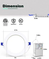 12 Pack 4 Inch 6 Inch 5CCT Ultra-Thin LED Recessed Ceiling Light Junction Box