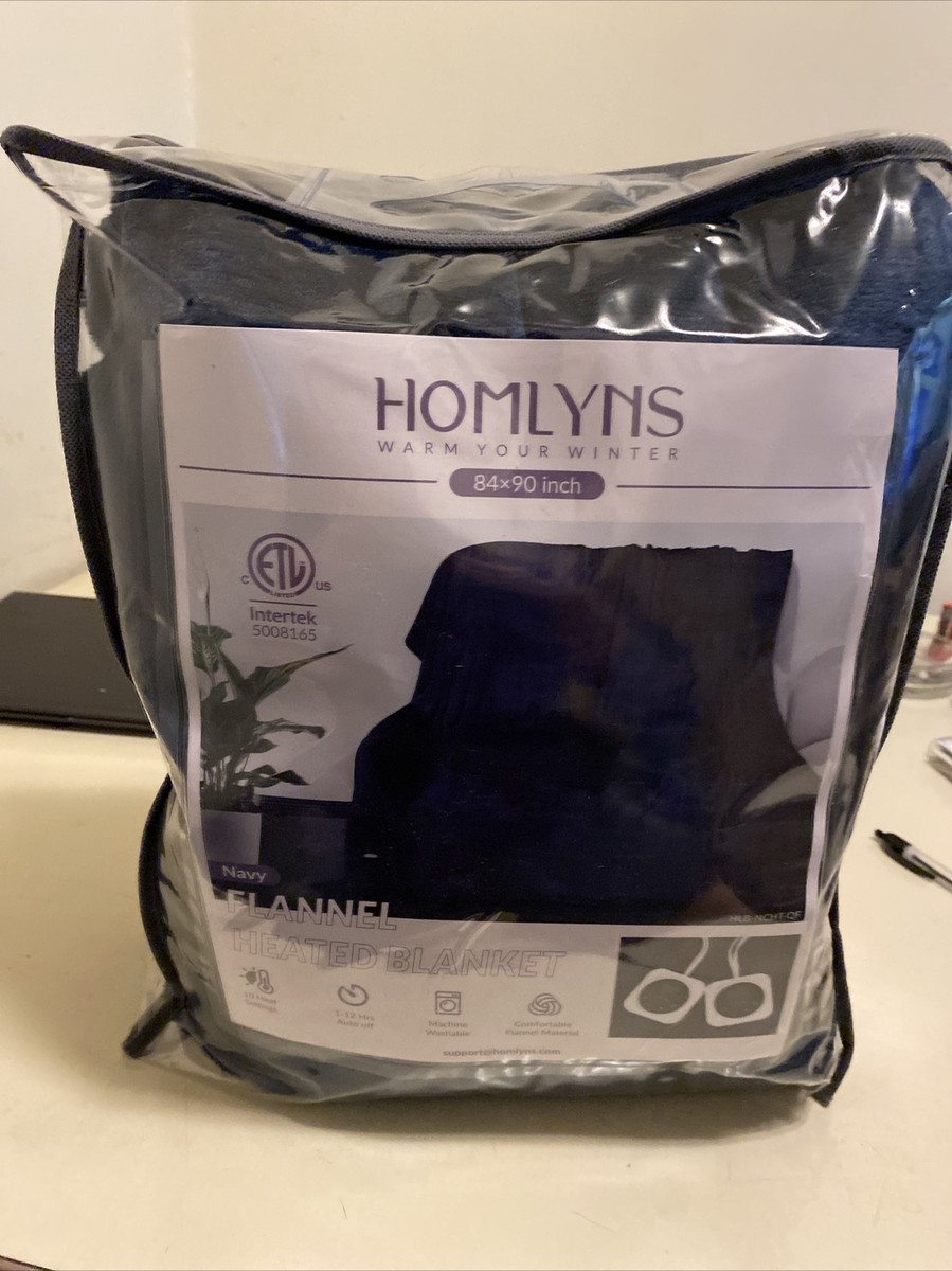 Homlyns Navy Electric 1-12 Hrs Auto Off Flannel Heated Blanket Size 84x90  Inch | eBay