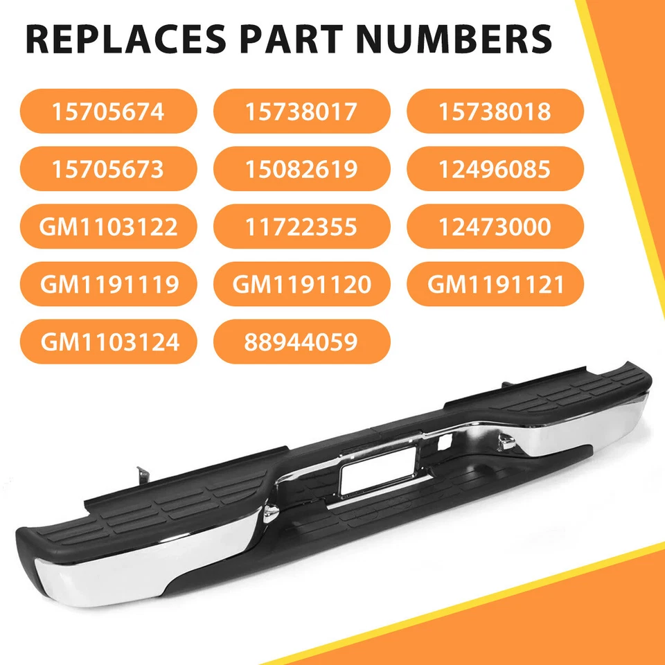 Chrome Rear Step Bumper For 1999-2004 05 06 2007 Chevy Silverado GMC Sierra 1500 - Image 2 of 4