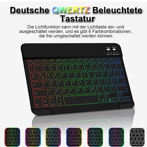 Beleuchtet Tastatur Hülle Mit Stifthalter für iPad 11/10/9/8/7th Air 6/M3 Pro 11 - Bild 17 von 75
