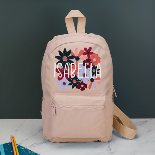 Personalised Floral Kids Backpack with Name Choice of Colours Flowers School Bag - Picture 15 of 26