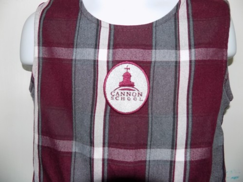 Gray/Burgundy/White Classic Uniform Plaid Pleated Jumper Dress Size 4 Girl's EUC - Picture 2 of 3