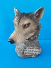 Resin Wolf Figurine Statue/Sculpture "Looking into the eyes of a wolf....." (F3)
