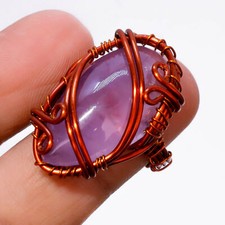 African Amethyst Gemstone Copper Ring Handcrafted Wire Wrap Ethnic Jewelry 7" p7