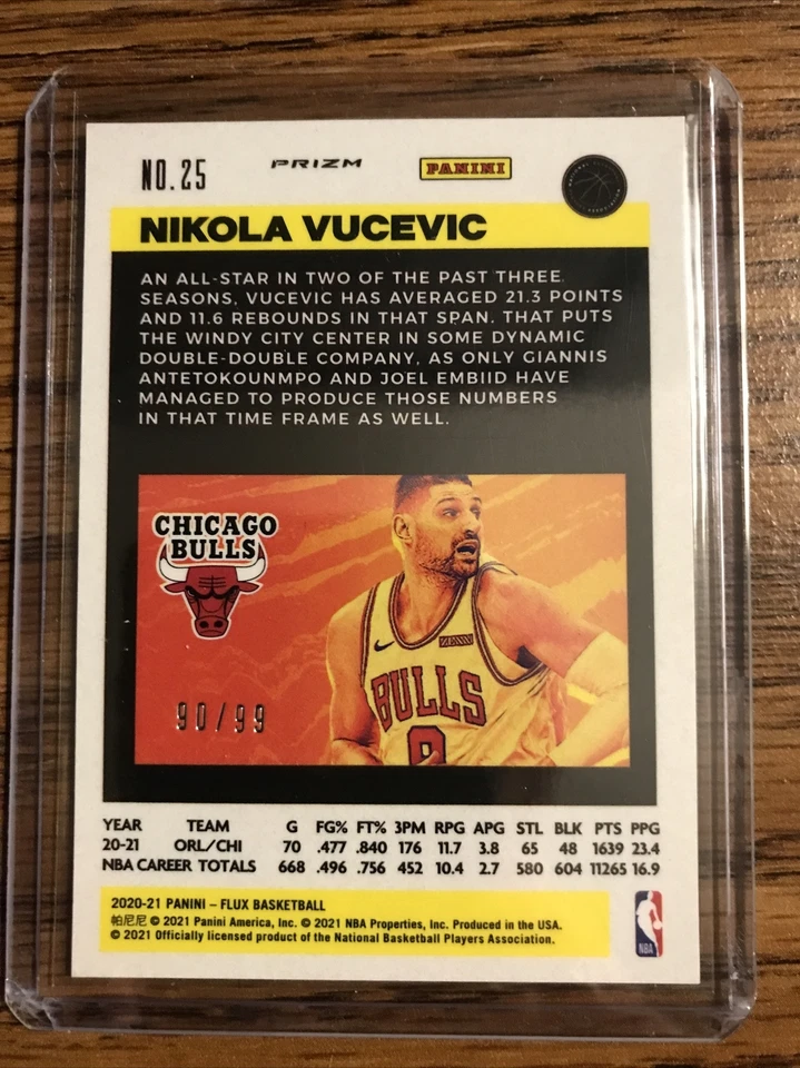 Nikola Vucevic 2020-21 Panini Flux Blue Mojo Prizm #/99 Chicago Bulls SP #25 - Image 2 of 2
