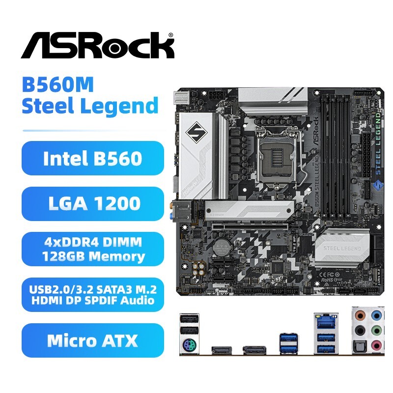 ASRock B560M Steel Legend Motherboard Intel B560 LGA1200 DDR4