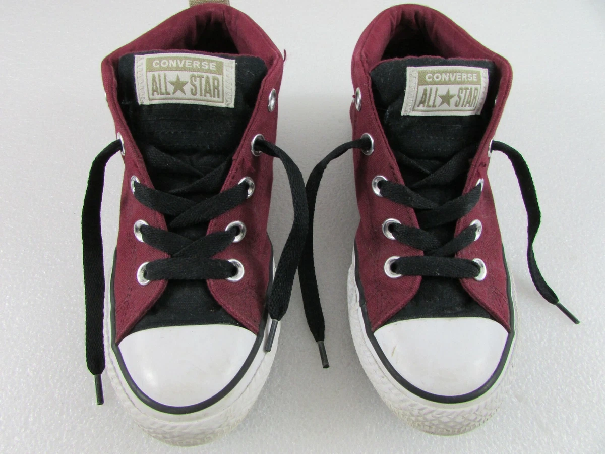 Chuck Taylor Converse All Star Mid Youth Size 2.5 Comfort Maroon Black Sneakers