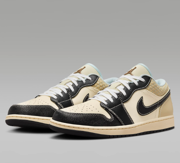 Nike Air JORDAN 1 LOW SE WOVEN SUEDE COCONUT MILK BLACK/HQ3437-101