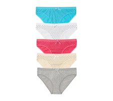 5 Pack Womens Cotton Comfy Bikini Underwear Basic Polka Panties Lot Multicolor