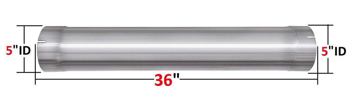 Colt Exhaust 5" ID Stainless Steel Exhaust Pipe - 36" Long With Band Clamps