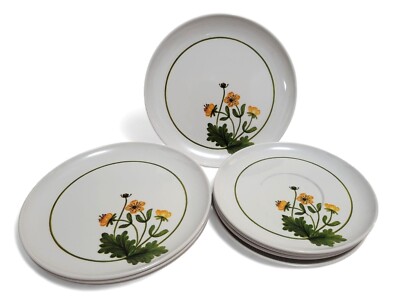 Vintage Floral Melmac Plates & Saucers Gio'style Mid Century Flower Melamine Set