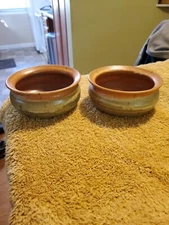 Vintage Pair Of Pottery Soup Bowls.         fg