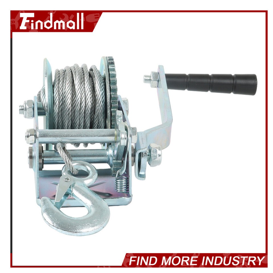 Abuff Heavy Duty Hand Winch, 600lbs Hand Crank Strap Cable Gear Winch With 8m Steel Wire, Manual