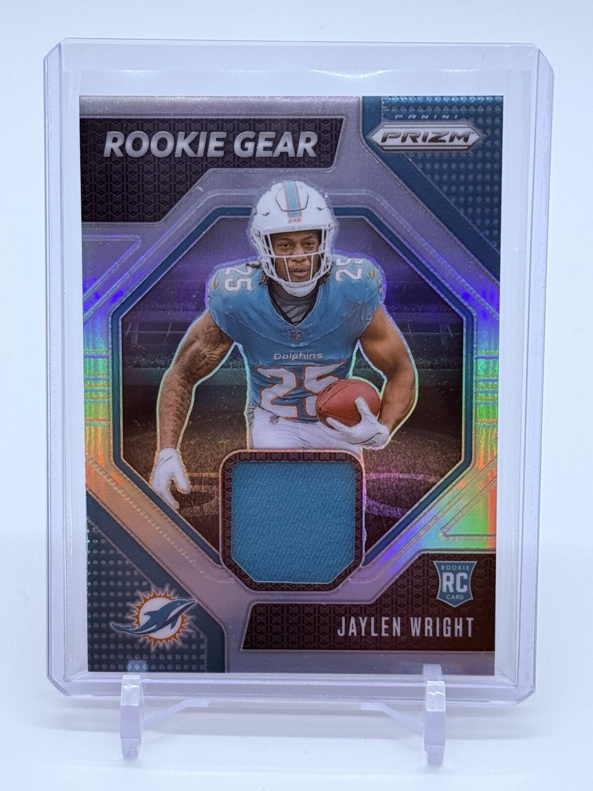 2024 Panini Prizm NFL Jaylen Wright #RG-JWT Rookie Gear Silver RC Dolphins Patch