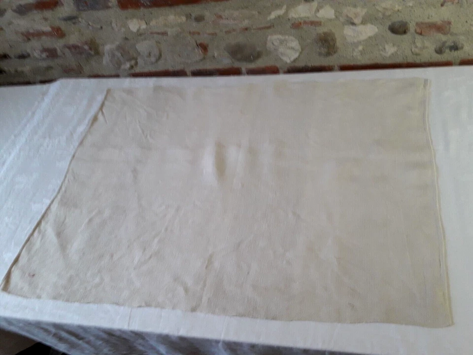 N09 Ancien torchon en chanvre brodé rouge monogr C 70X96cm OLD HEMP CLOTH TOWEL - Photo 2/4