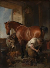 Shoeing Horseshoe Farrier Horse Hoof Care By Edwin Landseer Art Repro FREE S/H