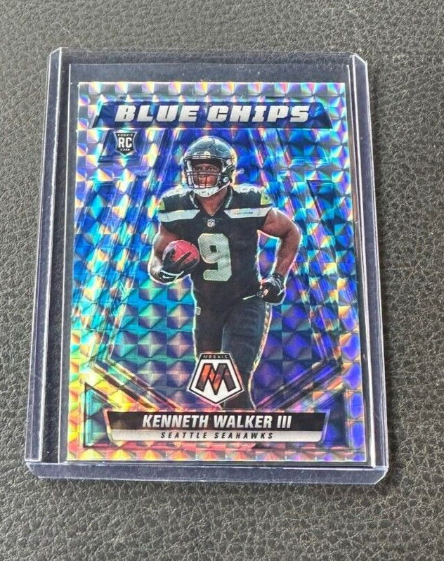 2022 Panini Mosaic Kenneth Walker III Rookie Blue Chips Silver Mosaic Prizm