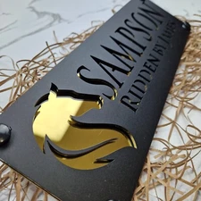 Horse stable name plate Laser Cut Black and GOLD- gift for horse Lover