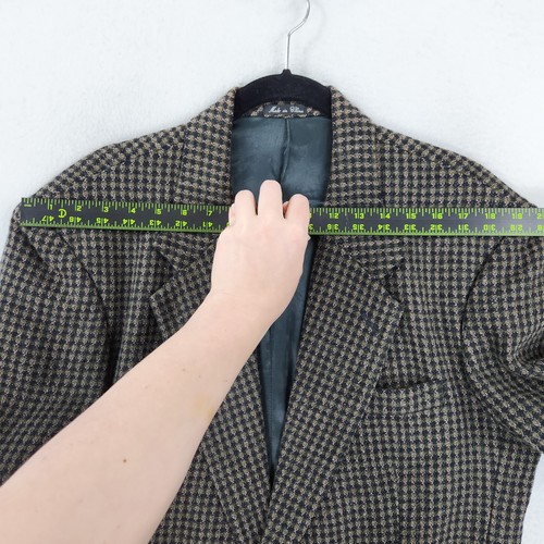 Guy Laroche Jacket Mens Black Brown Houndstooth 40 Long Wool Blazer - Picture 5 of 16