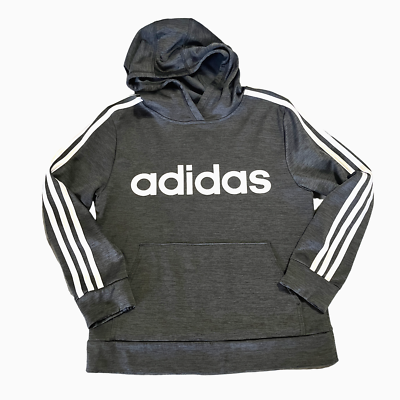 Adidas Boys Pullover Athletic 3-Stripe Hoodie Sweatshirt Sz Youth