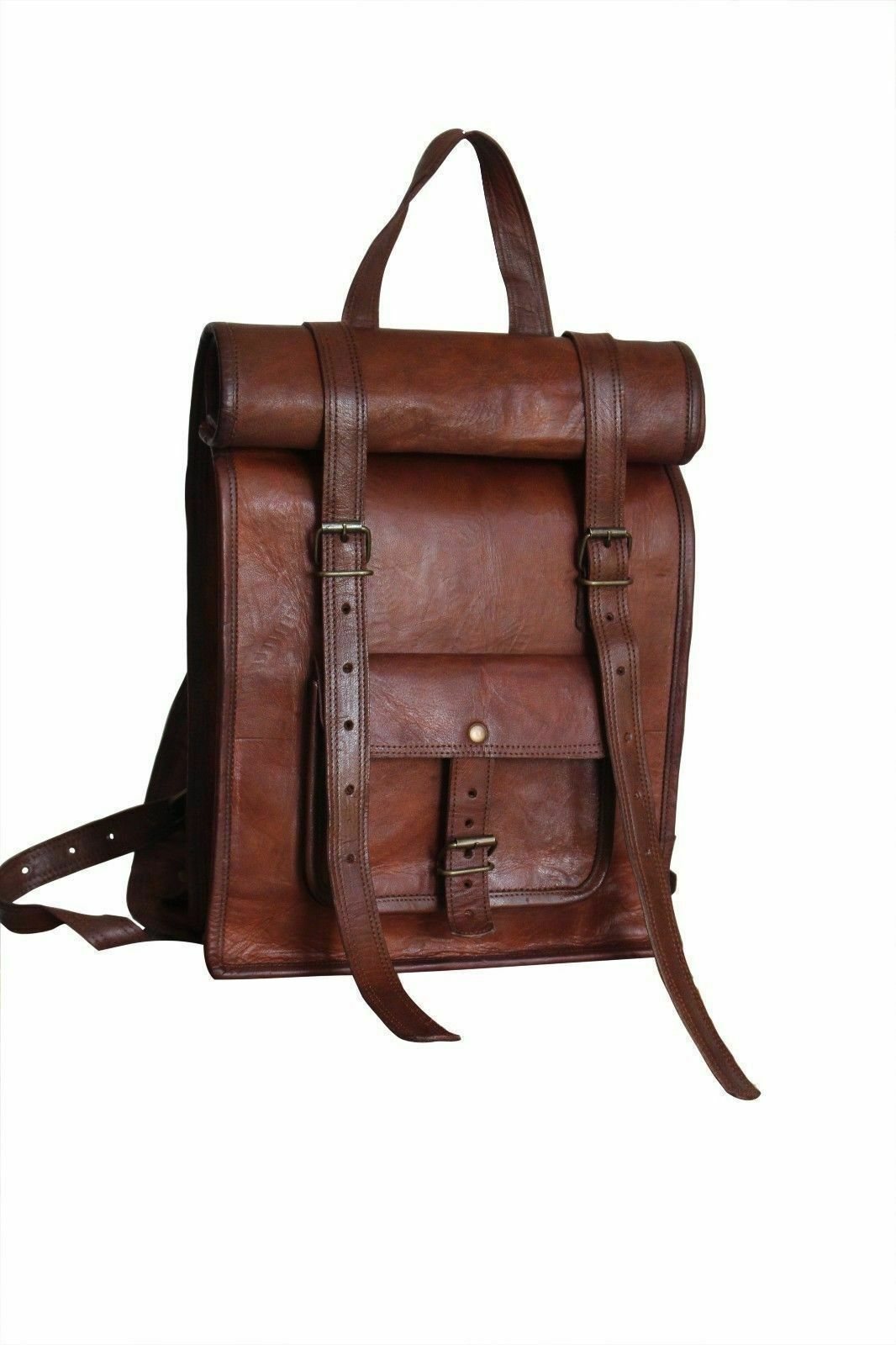 Leather Men Briefcase Laptop roll Shoulder Satchel backpack