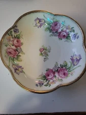 Nut/Ring Dish, ENGLISH FOLEY BONE CHINA, GENEROUS GOLD TRIM FLOWER FLORAL Vtg