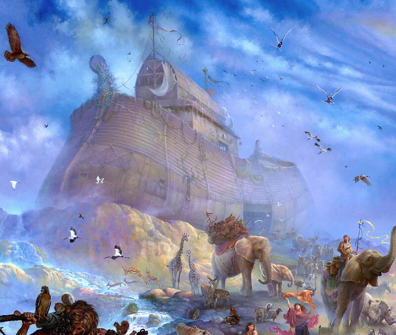 Noahs Ark New World Oil painting Wall art Giclee Printed on Canvas