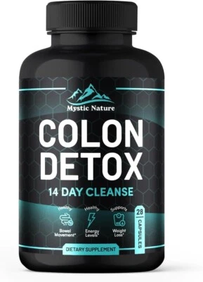 MYSTIC NATURE 14 Day Rapid Colon Cleanse | Detox Supplement | 28 High Strength Capsules