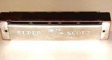Vintage Red Marble Magnus Harmonica Super Scout Newark NJ USA