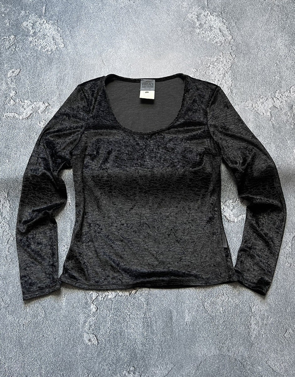 Versace Jeans couture Vintage Black Velour Textured Long