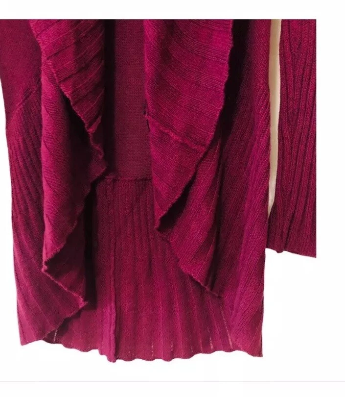 🧣🩷 Cárdigan tejido drapeado frente abierto para mujer manga larga Qi púrpura rosado Foto 4 de 4