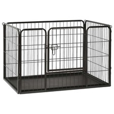 Image of Puppy Playpen Steel Pet Folding Enclosure 123x77.5x74.5/91.5x59x61 cm vidaXL