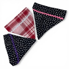 Handmade Dog Bandana Set of 3 Pink Plaid & Pa...