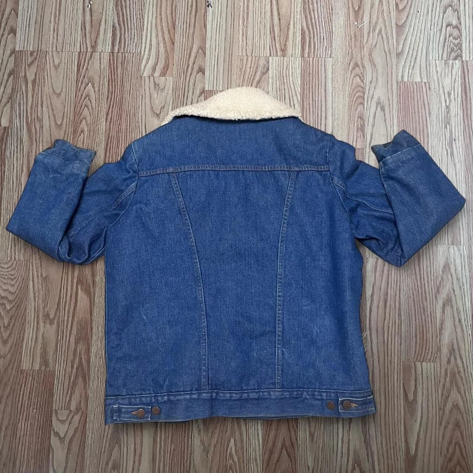 Vintage Wrangler Denim Sherpa Jacket 70s Size Large Made In USA - Image 4 of 4
