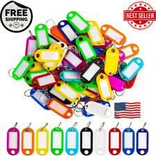 60 Pack Plastic Key Tags, Flexible Key Labels with Split Ring Label Window, Key