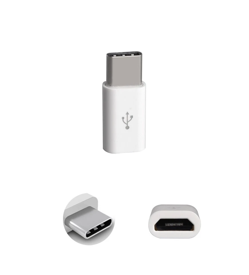 Pack 3 Adaptateurs Micro USB Femelle vers USB-C Mâle – Blanc – Charge Données - Photo 3/4